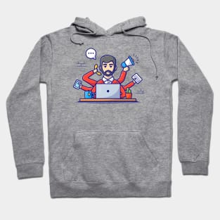 Cute Man Multitasking Cartoon Vector Icon Illustration Hoodie